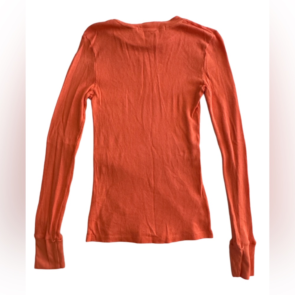 Michael Stars Ribbed Orange Long Sleeve Tee